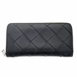 Bottega Veneta black wallet long round zipper